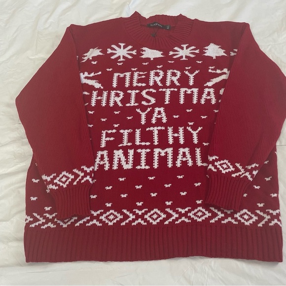 Merry Christmas Ya Filthy Animal Ugly Sweater - Picture 1 of 3